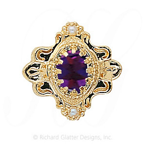 GS345 AMY/PL - 14 Karat Gold Slide with Amethyst center and Pearl accents 